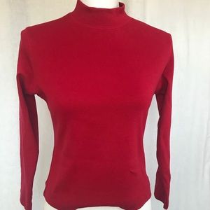 EUC KATE HILL PETITE RED MOCK TURTLENECK TOP